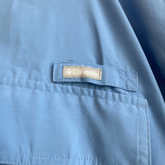 Columbia 2XL Ocean Blue Short Sleeves Button Down Fishing Shirt - Picture 2 of 6